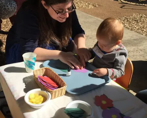 Montessori math activity involving counting beads and numbers